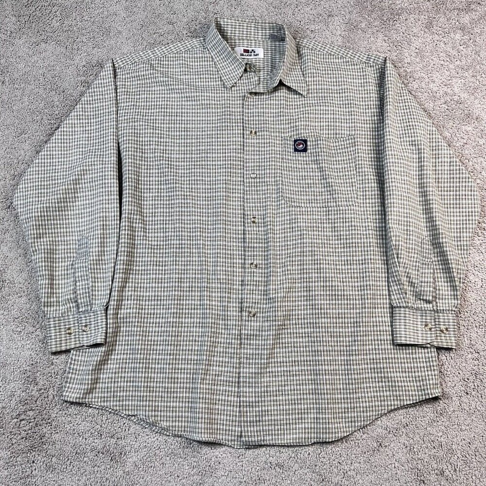 Billion Bay Plaid Lon Sleeve Button Down Shirt Beige Men’s Size XL